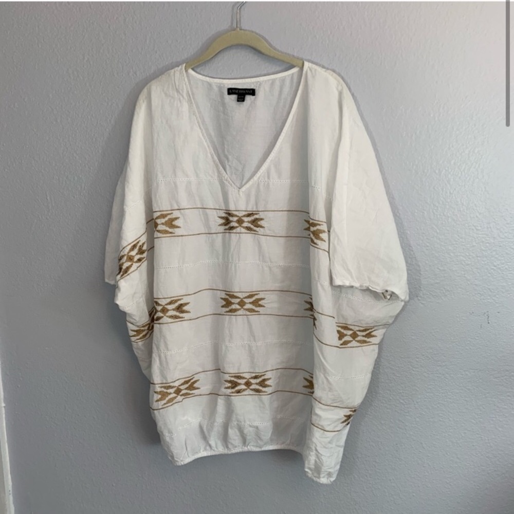 LANE BRYANT Summer White Embroidered Cotton Tunic